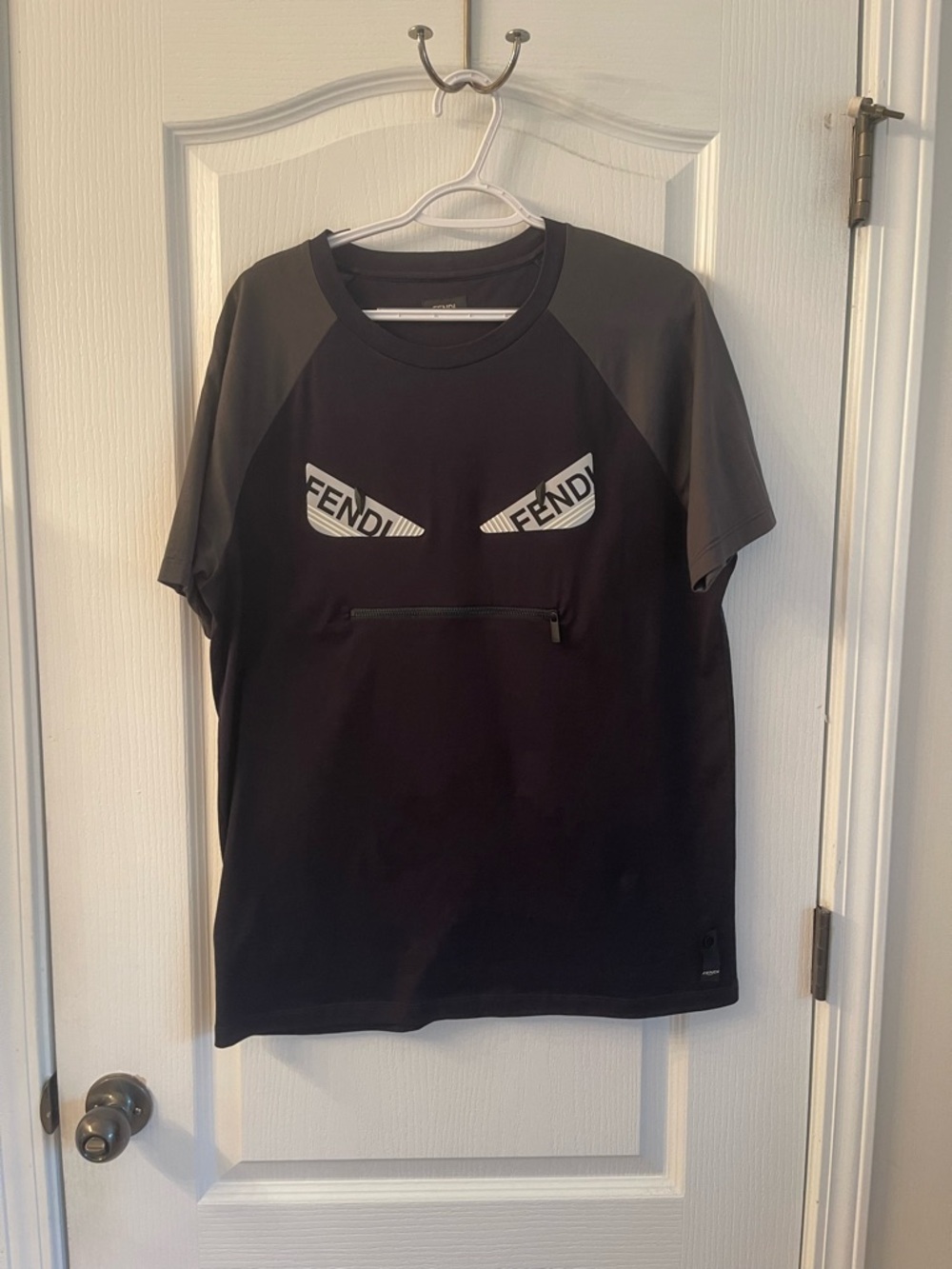 Fendi Black Short-Sleeve Tee with Logo Eye Graphic